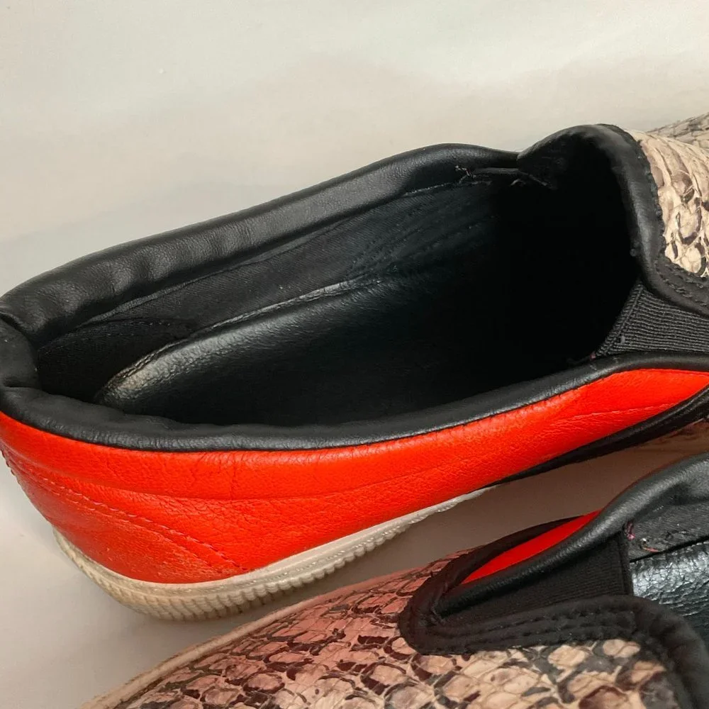 Kurt Geiger Red Leather & Snakeskin Slip-On Sneakers